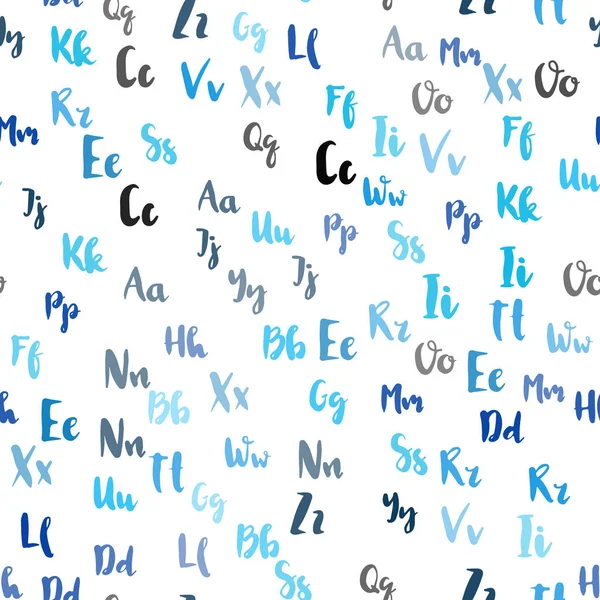 Texture transparente vecteur bleu clair avec caractères ABC . — Image vectorielle