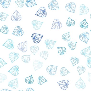 Yaprakları ile Açık Mavi vektör dikişsiz doodle fon.