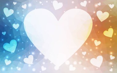 Açık Mavi, Parlayan kalpli sarı vektör arka plan.