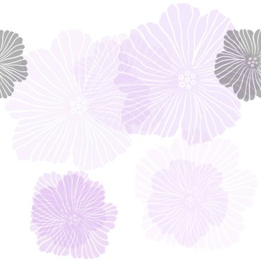 Çiçeklerle Açık Mor vektör dikişsiz doodle arka plan.