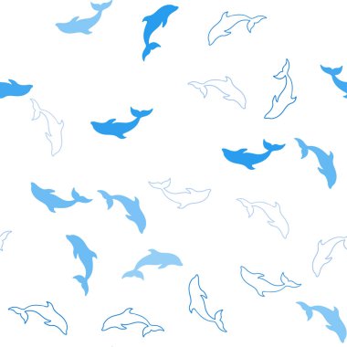 Yunuslar ile Açık Mavi vektör dikişsiz doku.