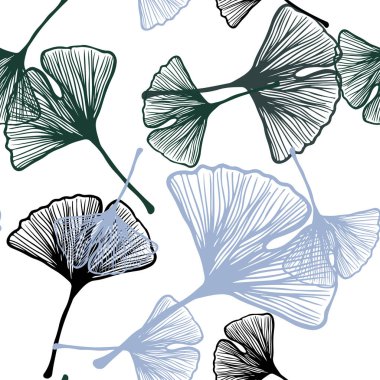 Açık Mavi, Yeşil vektör yapraklar ile sorunsuz soyut zemin.