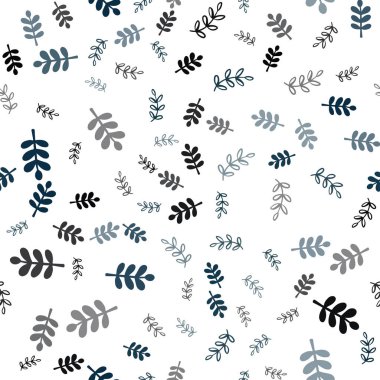 Yaprakları, dalları ile Koyu Mavi vektör dikişsiz zarif şablon.