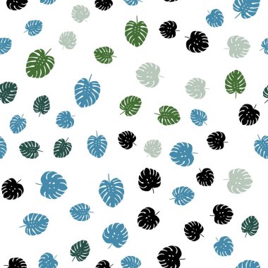 Açık Mavi, Yeşil vektör yapraklar ile sorunsuz soyut zemin.