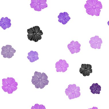 Çiçeklerle Hafif Mor vektör sorunsuz soyut zemin.