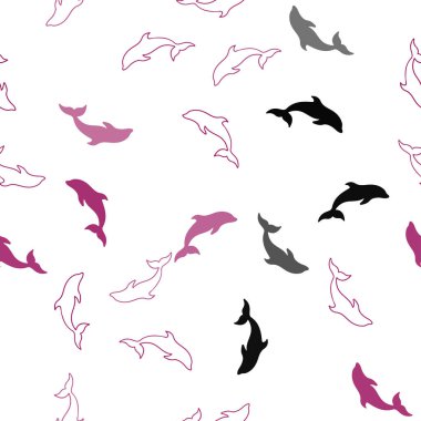 Yunuslar ile Koyu Pembe vektör dikişsiz doku.