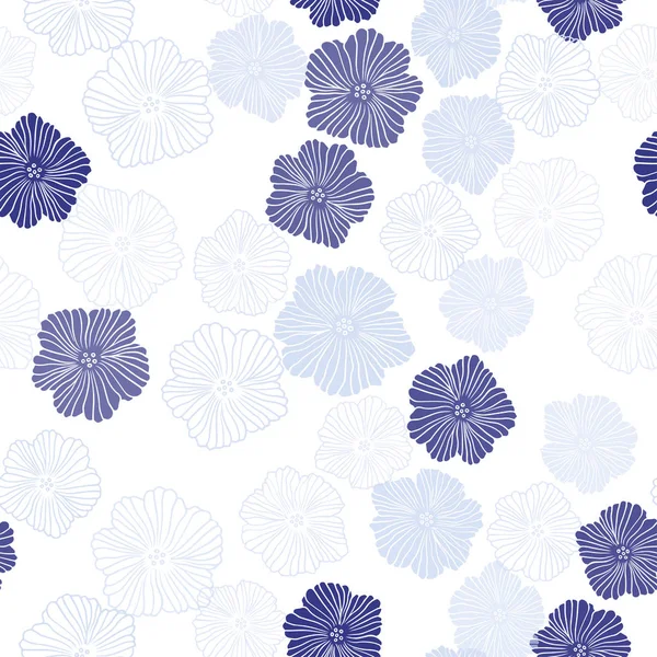 Hellrosa, blauer Vektor, nahtloses Doodle-Muster mit Blumen. — Stockvektor