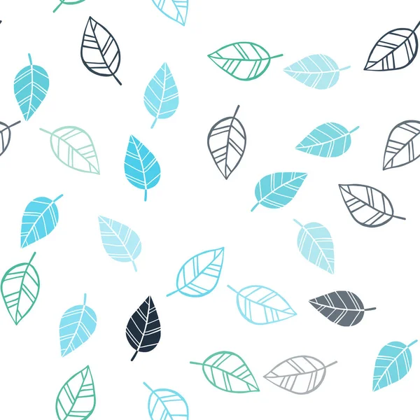 Bleu clair, Vecteur vert fond naturel sans couture avec des feuilles . — Image vectorielle