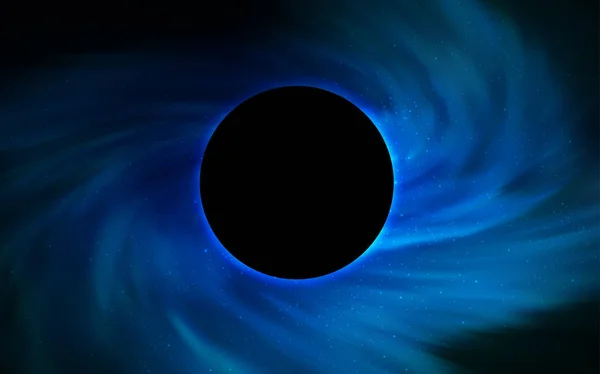 Světle modrá vektorová textura s černou dírou, galaxií. — Stockový vektor