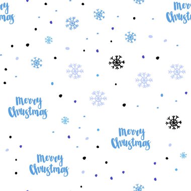 Açık Pembe, Renkli kar taneleri ile Mavi vektör dikişsiz doku.