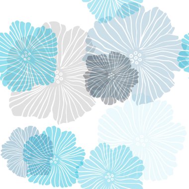 Koyu mavi çiçekler ile sorunsuz zarif desen vektör.