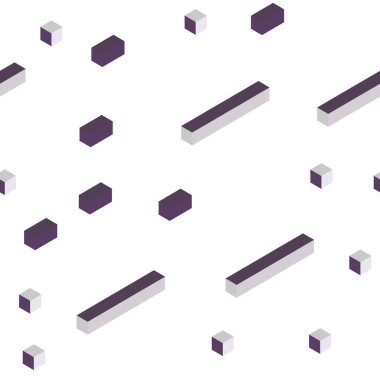 Açık Mor vektör dikişsiz, kare stilde izometrik desen.