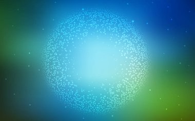 Açık mavi, astronomik yıldızlar ile yeşil vektör arka plan.