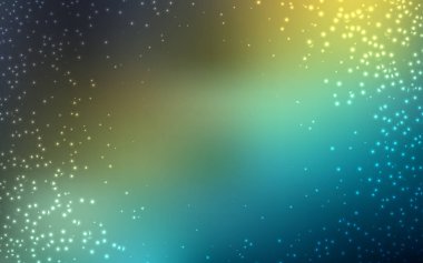 Açık mavi, astronomik yıldızlar ile yeşil vektör arka plan.