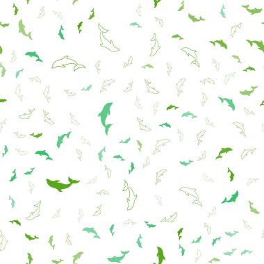 Deniz yunusları ile Açık Yeşil vektör dikişsiz desen.