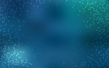 Açık mavi, astronomik yıldızlar ile yeşil vektör arka plan.