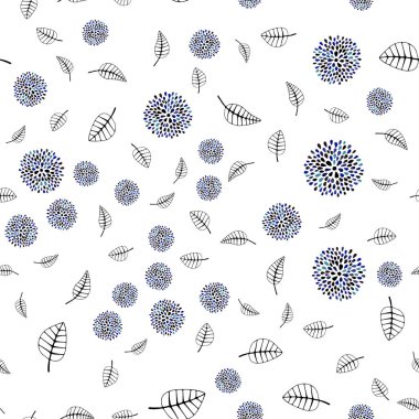 Açık Mavi, Kırmızı vektör yapraklar, çiçekler ile sorunsuz soyut desen.