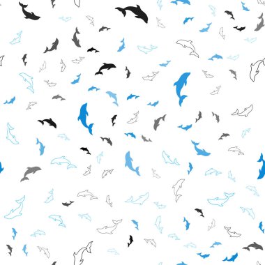 Yunuslar ile Açık Mavi vektör dikişsiz doku.
