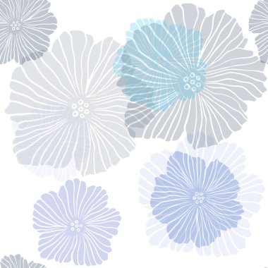 Çiçeklerle Lacivert vektör sorunsuz doodle şablonu.