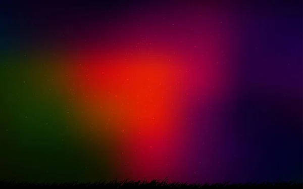 Dunkelgrüne, rote Vektorschablone mit Raumsternen. — Stockvektor