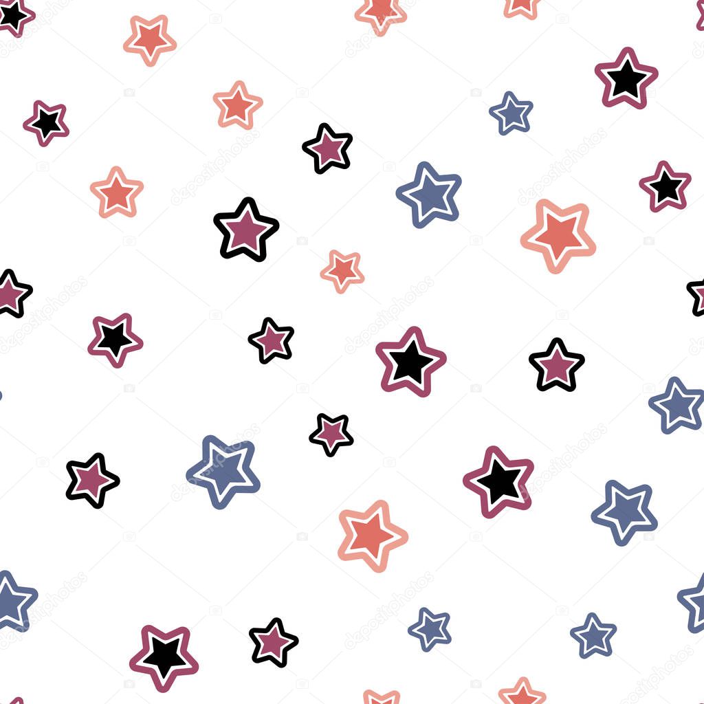 Light Pink, Yellow vector seamless template with sky stars.