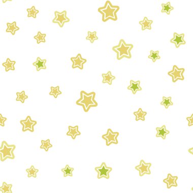 Açık Yeşil, Gökyüzü yıldızları ile Sarı vektör sorunsuz şablon.