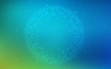 Açık mavi, astronomik yıldızlar ile yeşil vektör arka plan.