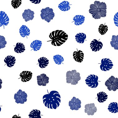 Çiçekler, yapraklar ile Lacivert vektör sorunsuz soyut tasarım.