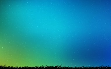 Açık mavi, gece gökyüzü yıldızlar ile yeşil vektör deseni.