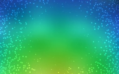 Açık mavi, galaksi yıldızları ile yeşil vektör arka plan.