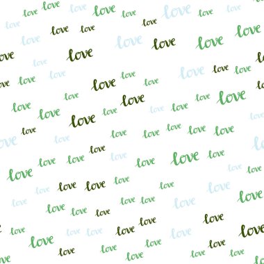 Açık Mavi, Yeşil vektör metin Love You ile sorunsuz şablon.