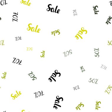 Açık Yeşil, Sarı vektör sorunsuz arka plan ile 30, 50, 70 % satış işaretleri.