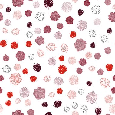 Koyu Kırmızı vektör yapraklar, çiçekler ile sorunsuz soyut tasarım.