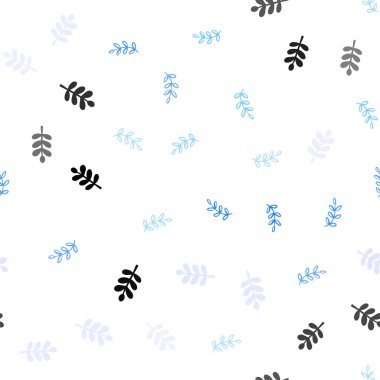 Açık Mavi, Kırmızı vektör yapraklı kesintisiz doodle düzeni.