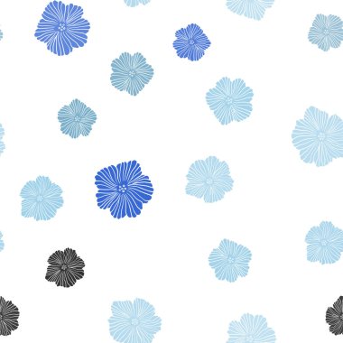 Çiçeklerle Açık Mavi vektör sorunsuz doğal sanat.