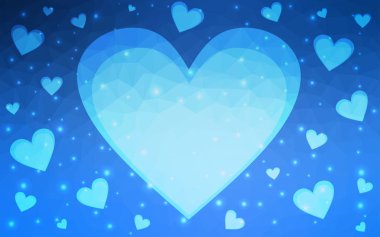 Hafif mavi vektör doku ile güzel kalpler.