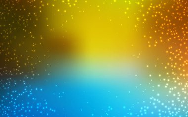 Açık Mavi, Uzay yıldızları ile sarı vektör şablonu.