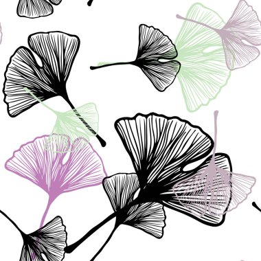 Yaprakları ile Açık Çok renkli vektör dikişsiz doodle deseni.