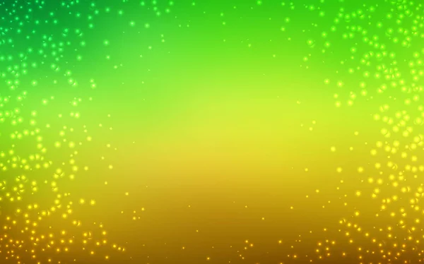 Verde claro, textura vetorial amarela com estrelas de forma leitosa . — Vetor de Stock