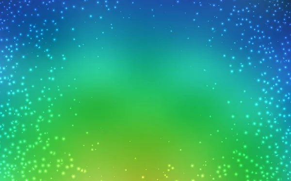 Světle modrá, zelená vektorová pozadí s hvězdami galaxií. — Stockový vektor