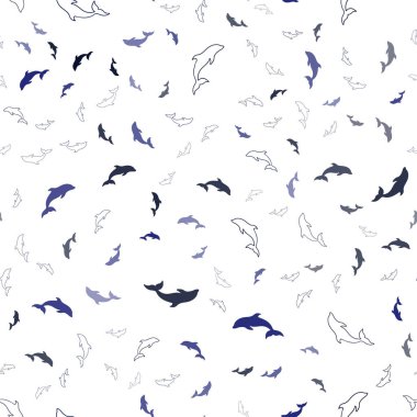 Deniz yunusları ile lacivert vektör dikişsiz desen.