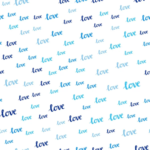 Light BLUE vector seamless template with text LOVE YOU. — Stock Vector