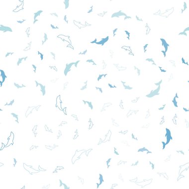 Yunuslar ile Açık Mavi vektör sorunsuz arka plan.