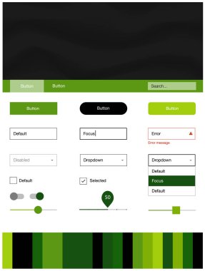 Kabarcık şekilli Açık Yeşil vektör ui kiti.