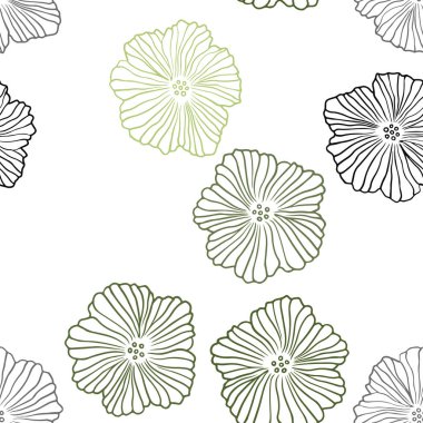 Açık Yeşil, Sarı vektör kesintisiz doodle zemin çiçeklerle