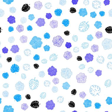 Açık Pembe, Mavi vektör yaprakları ile dikişsiz zarif desen, fl