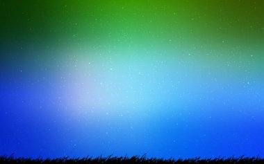 Açık mavi, yeşil vektör şablonu ile uzay yıldızları.