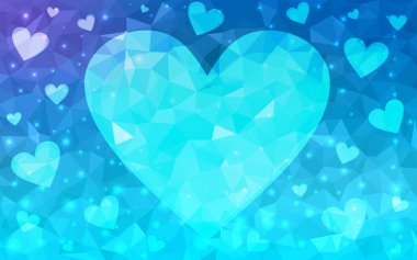 Açık Pembe, tatlı kalpler ile Mavi vektör fon.