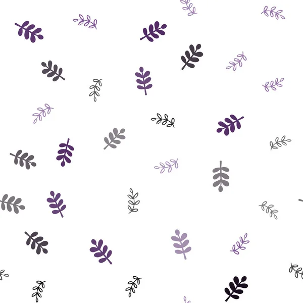 Textura de doodle sem costura vetor rosa escuro com folhas . — Vetor de Stock
