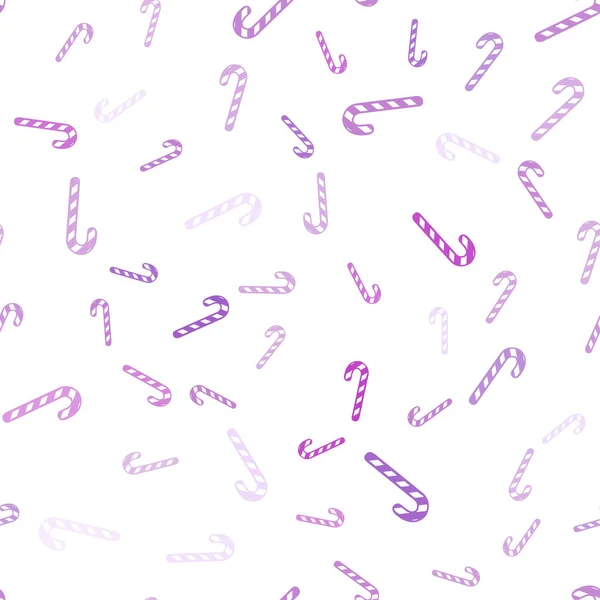 Light Purple vector seamless background with sweet Xmas lollipop — стоковый вектор